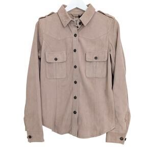 NWT Andrea D’Amico Bologna Real Leather Shirt IT 42 US 6 Brown Genuine Italian